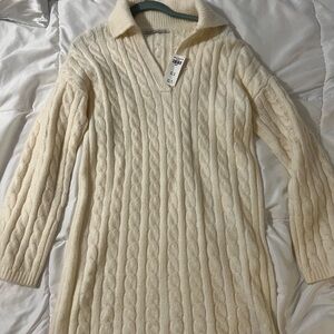 Abercrombie & Fitch Cream Cable Knit Dress
